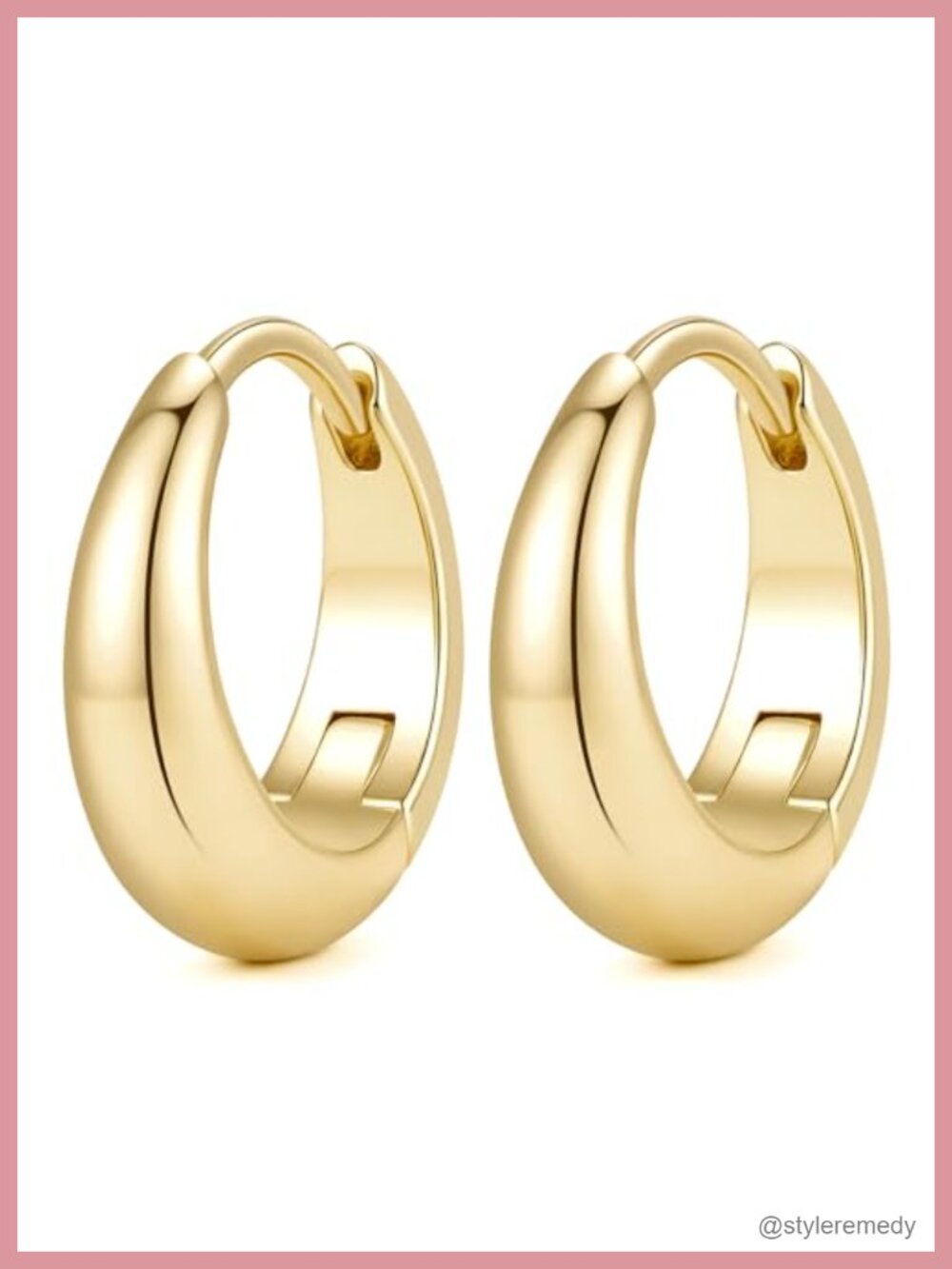 14K Gold Plated Hoop Earrings Snap Closure Statement Women